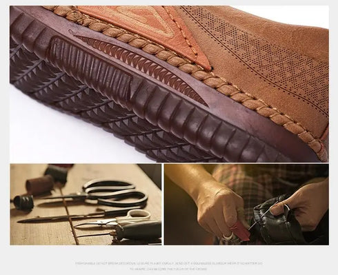 Man Retro Penny Handmade Loafer Casual Shoes Genuine Cow Leather Comfortable Slip-On Design