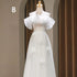 Backless A-Line Bridesmaid Dress With Puff Flower Appliques And Tulle Ankle-Length