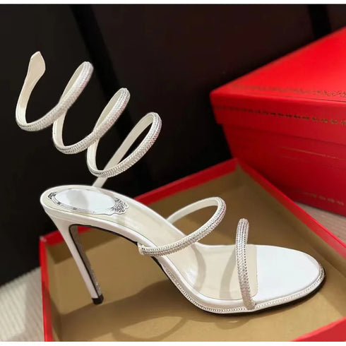 Rhinestone Snake Stiletto Gladiator Sandals For Wedding