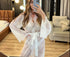 Lace Wedding Robe Floor Length Long Sleeve Bridal Gown For Honeymoon And Wedding Day