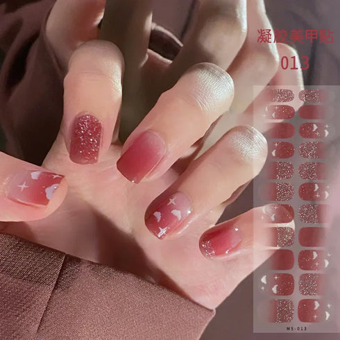 Waterproof Long Lasting Gel Nail Art Stickers for Stunning Full Cover Manicures - 9 Piece Set of Baking-Free Solid Color Decals