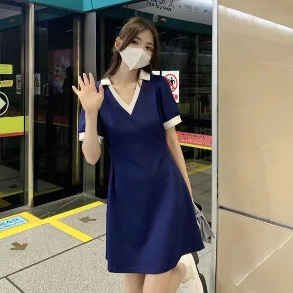 Plus Size Polo Dress For Women Slimming French Design