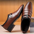 Luxurious Men's Leather Oxfords - Breathable Formal Dress Shoes for Office, Weddings, and Daily Wear, Elegant Slip-On Moccasins with Rubber Outsole
