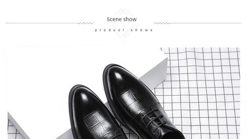 Elegant Pointed Toe Leather Shoes for Business and Casual Wear with Height Increasing Insole and Low Heel Design