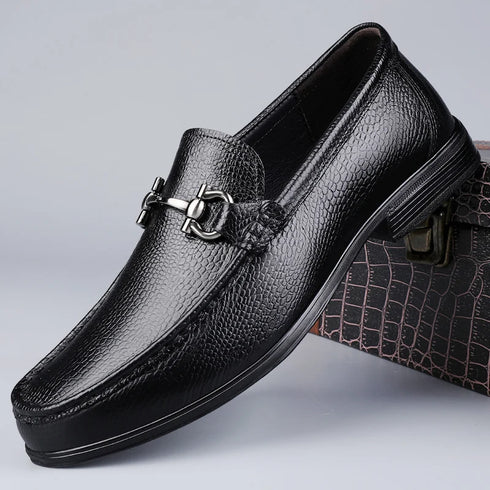 Stylish Men's Casual Genuine Leather Loafers - Breathable Slip-On Moccasins for Business and Driving