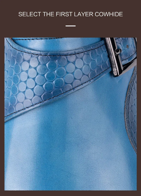 Elegant Handmade Leather Monk Loafer Shoes for Men - Breathable Formal Dress Footwear with Pointed Toe Design, Ideal for Daily Wear and Special Occasions