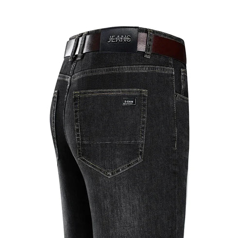 Men's High Waist Fit Straight Jeans Classic Vintage Cotton Trousers