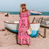 Elegant One-shoulder Short-sleeved Dress For Women Fashion Splicing Floral Print Dresses