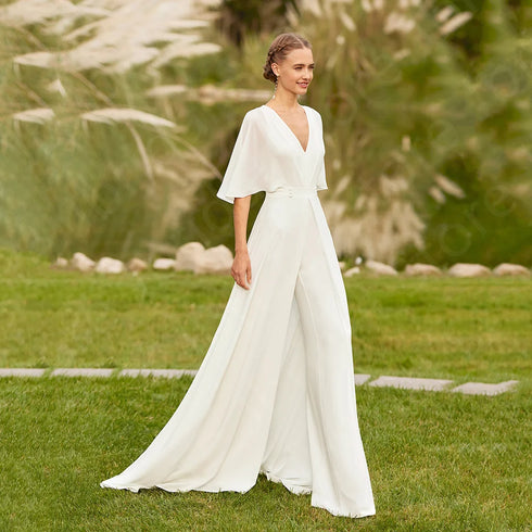 Lovely Beach Wedding Dresses White Pants Suit Bridal Gowns Summer Boho