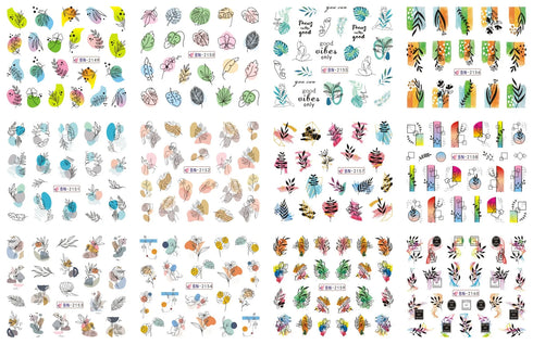 12 Floral Patterns Summer Nail Water Decals - Daffodils, Lilies, and Tulips for Stunning Nail Art Transfers and DIY Manicure Accessories