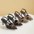 Women Pointed Toe Metal Buckle High Heel Anti Slip Sandals