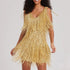 Plus Size Sexy V-Neck Tassel Mini Dress for Women Elegant Sleeveless Evening Party Dress