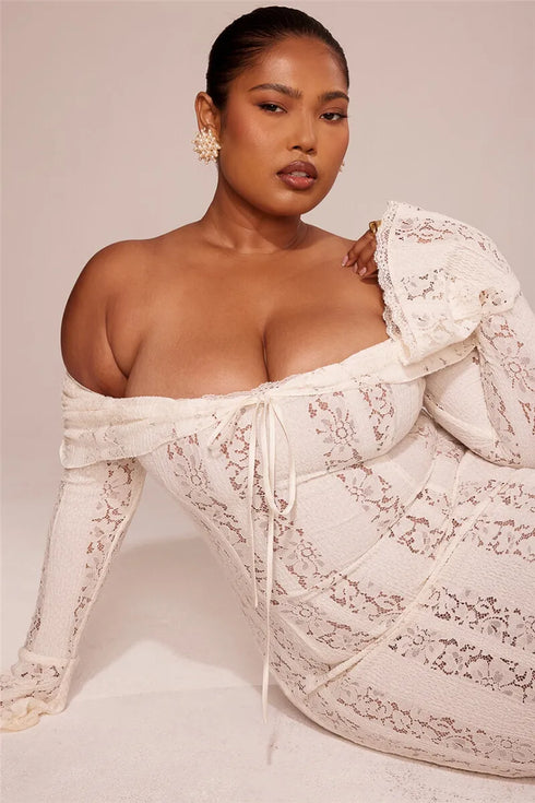 Mozision Lace Off-shoulder Sexy Maxi Dress Elegant Evening Dress