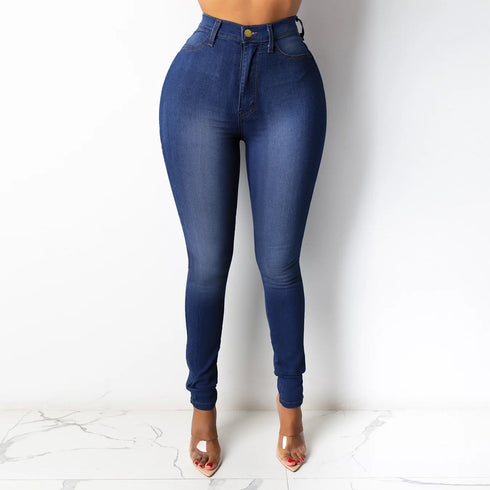 Casual Slim Fit High Waist Elastic Denim Pencil Pants for Women - Perfect for Fall Outfits with Jeans in All Seasons, S-3XL Sizes Available