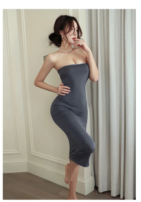 Summer Ice Silk Open Back Dress For Formal Occasions