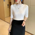 Half Turtleneck Ice Silk T-shirt Women's Sweater Mid-sleeved Temperament Versatile Top Fashionable Inner Wear Summer New Style