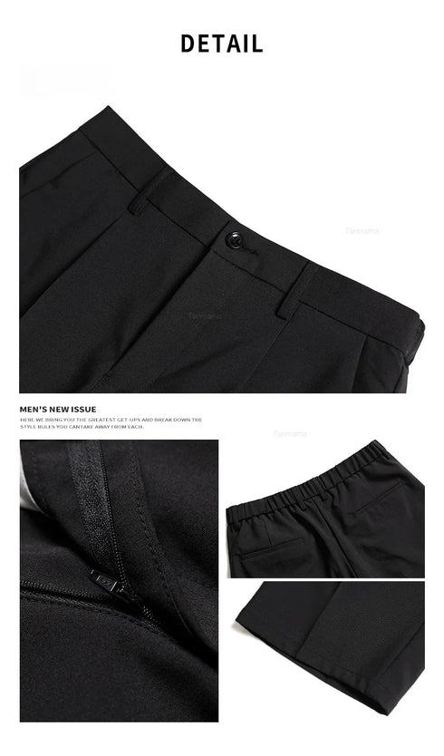 Summer Men's Suit Shorts Solid Color Business Casual Knee-length Pants