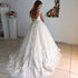 BEPEITHY Customized O Neck Ball Gown Wedding Dresses Lace Bodice Court Train Bridal Dresses