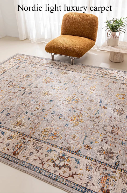 Retro Living Room Carpet Nordic Luxury Fashion Area Rug Fluffy Sofa Mat