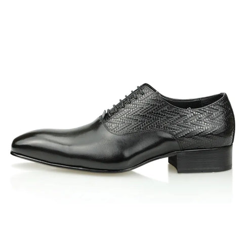 Elegant Black Leather Oxfords for Men Lace Up Formal Office and Wedding Shoes