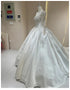 Luxurious Bridal Gown with Sparkling Embellishments Lace Embroidery and Long Train Wedding Dress