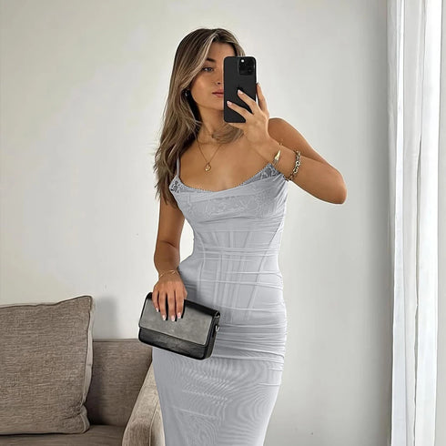Suninheart Summer Mesh Maxi Dresses for Women Elegant Formal Dress