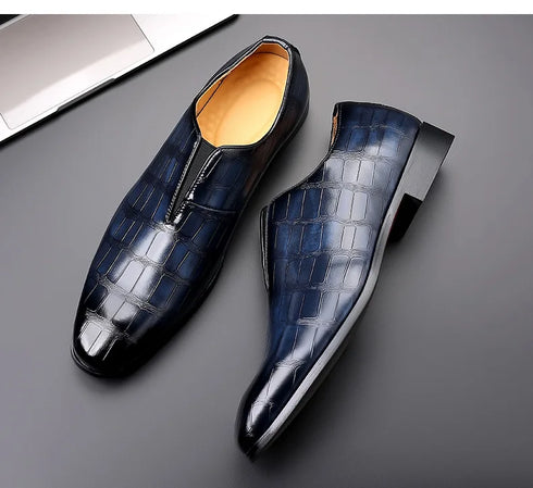 Comfortable Breathable Business Men's Loafers - Classic Low-Cut PU Leather Oxfords with Square Toe for Casual and Formal Occasions