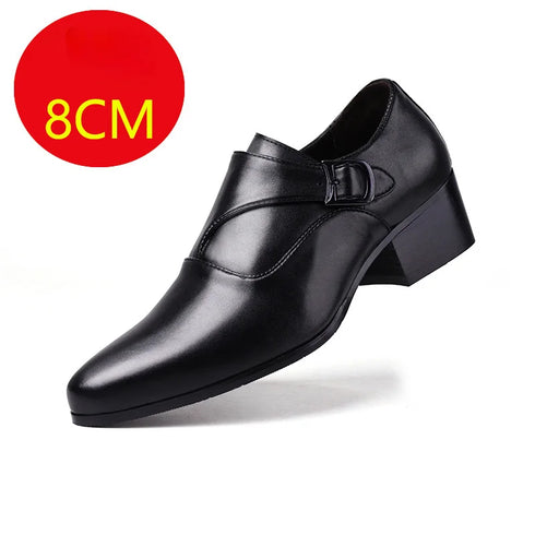 Leather Men Dress Shoes Elevator Business Oxford Footwear for Wedding and Office