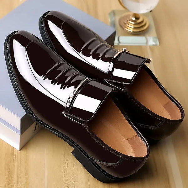 Men Patent Leather Casual Loafers Slip On Shoes for Business and Party