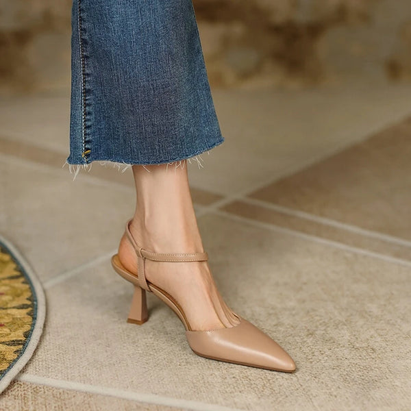 Elegant Slingback Pointed Toe Sandals for Women with Thin Heels