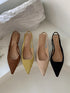 Elegant Pointed Toe Slingback Sandals Low Heel Mules
