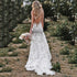 Vintage Mermaid Wedding Dress V-Neck 3D Flowers Appliques Boho Backless Bride Gown Sleeveless Train