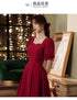 Elegant Red Midi Dress Women Summer Vintage Evening Party Dress Casual Fashion Formal Occasions One Piece Dress