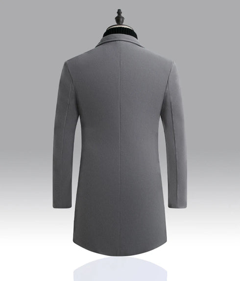 Men's Slim Fit Trench Coat for Fall and Winter - Stylish Woolen Blended Outwear for Business Casual and Travel