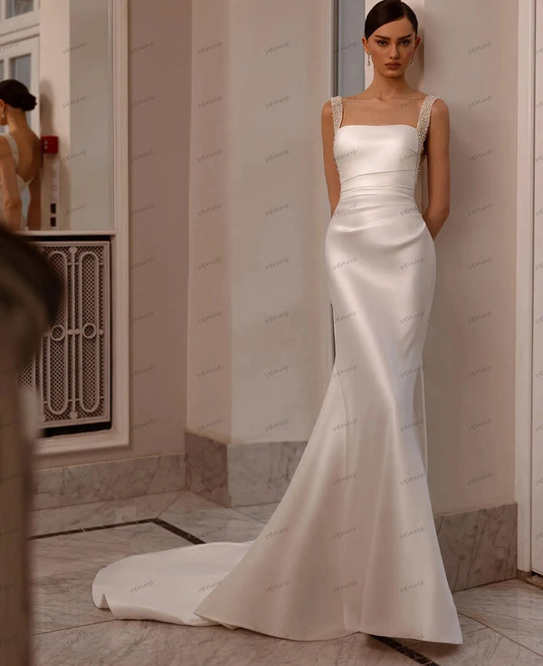 Simple Wedding Dresses Satin Bridal Gowns Elegant Customized