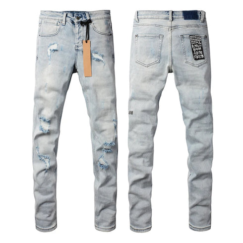 24fw American Fashion Retro Washed Ripped Denim Pants