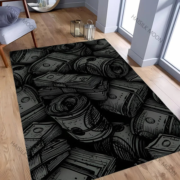 Dollar Theme Carpet Rug for Living Rooms Bedrooms and Office Areas Durable Machine Washable Mat Holiday Gift