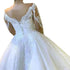 Graceful Tulle Wedding Dress Ball Gown V Neck Full Sleeve