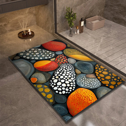 Stone Design Diatomite Bath Mat Non Slip Absorbent Quick Dry Shower Foot Mat