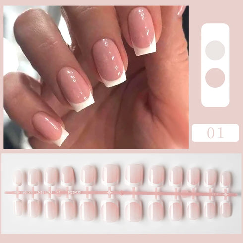 24pcs Glamorous Press-On Nails with Pink Glitter and Nude Finish – Perfect for Summer Nail Art, Trendy False Nails for Women, Full Nail Tips for Any Occasion
