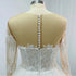 Customized Elegant Wedding Dress Illusion Neck Long Sleeves Lace Appliques Pearls Beads Bride Gowns