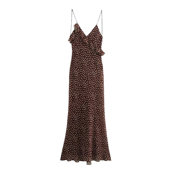 Polka Dot Layered Sleeveless Suspender Dress For Women