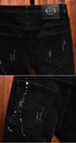 Retro Ripped Black Stretch Jeans Men's Casual Comfort Pants