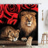4 Piece Doormat Shower Curtain Set with Non-Slip Rugs Toilet Seat Cover and Bath Carpet for Bathroom Decor