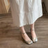 Chic Women's Tabi Ninja Mary Jane Pumps with Round Split Toe Design - Stylish Thick Heel Sandals for Spring and Autumn