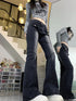 Casual Flare Jeans for Women - Embrace 90s Gyaru Fashion with Slim Fit Low Waist Bell Bottoms, Perfect for Fall Outfits and Black Jeans Outfit Inspo