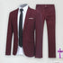 1 Set Men Jacket Pants Solid Color Turndown Collar Slim Fit Business Suit Set for Wedding Office