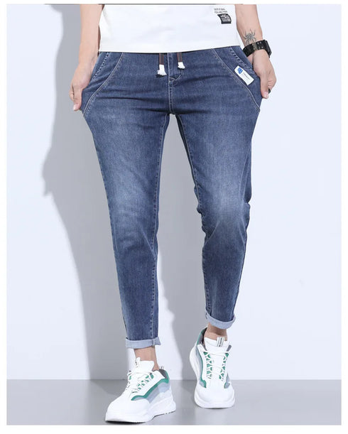 Korean Street Luxury Work Pants Men's Jogger Jeans Denim Wear