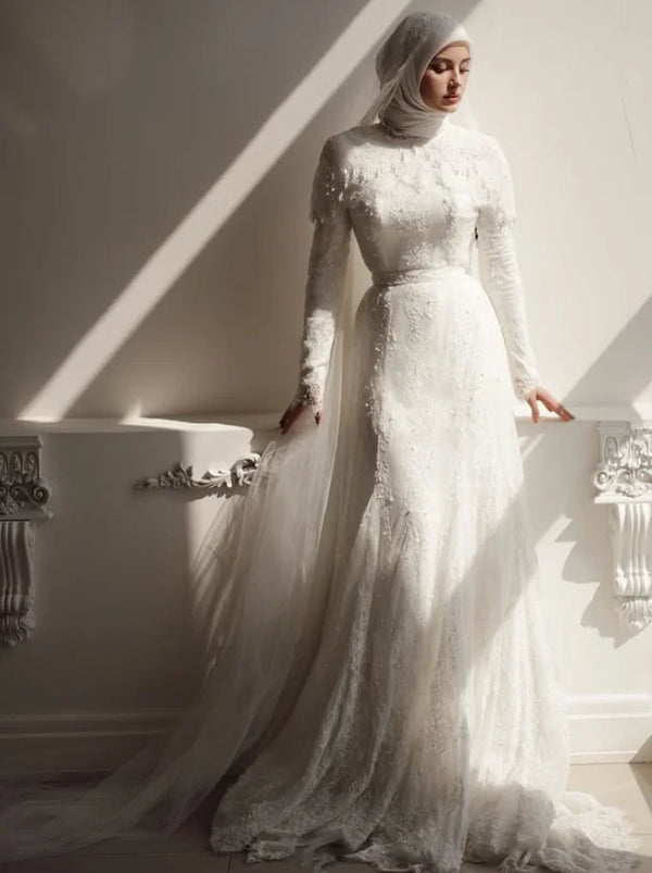 Caftan Wedding Dress With Lace Tassels And Long Sleeve Appliques For A Line Silhouette Bespoke Bridal Gown