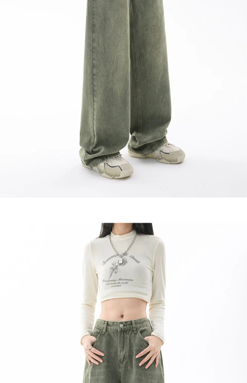 Chic High Waist Loose Straight Leg Women's Jeans for Effortless Streetwear Style - Ideal for Casual Y2K Fashion and Fall Outfit Inspiration